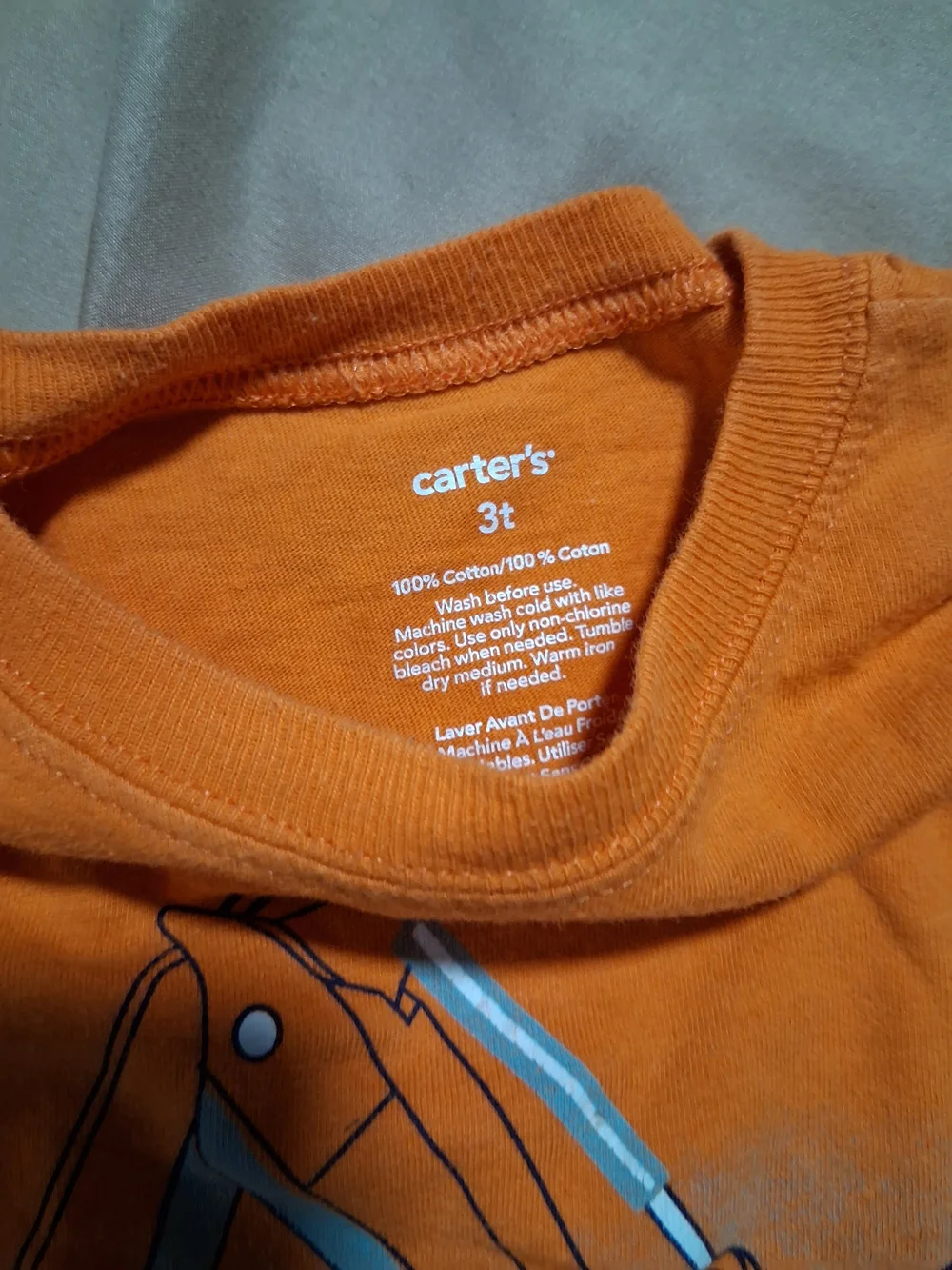 Carter's Orange Excavator Top with Gray Joggers Matching Set 3T